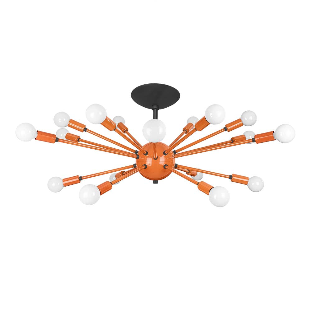 Black and orange color Elliptical Sputnik flush mount 32" Dutton Brown lighting