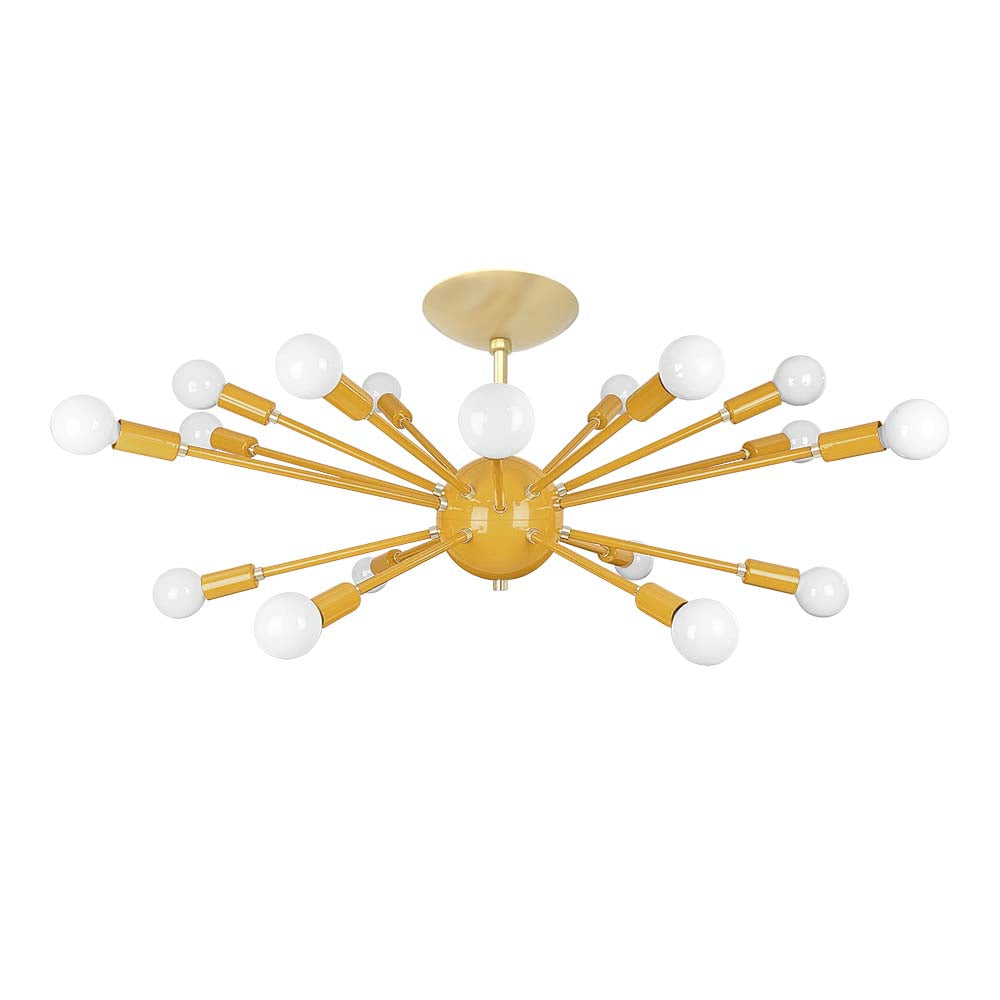 Brass and ochre color Elliptical Sputnik flush mount 32" Dutton Brown lighting