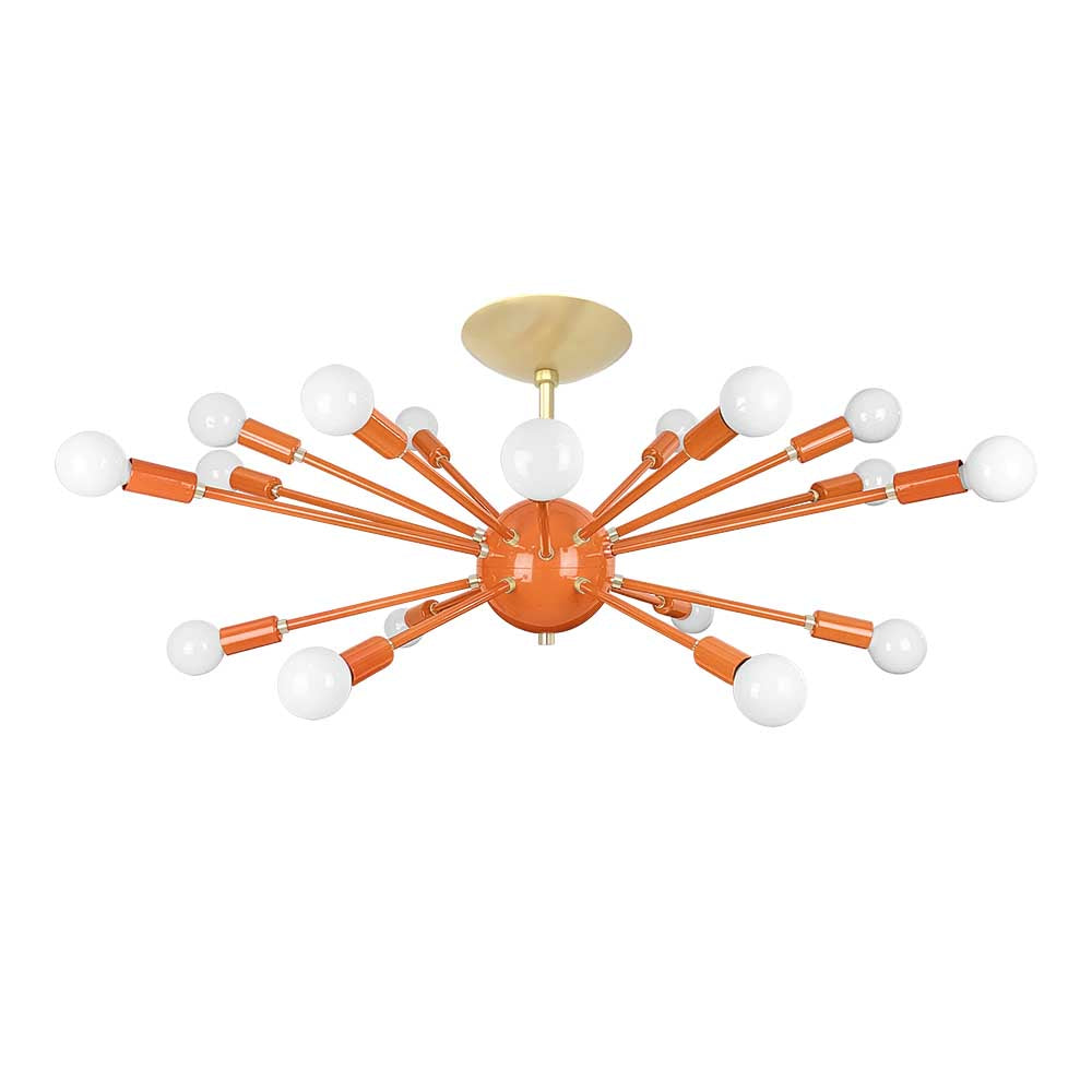Brass and orange color Elliptical Sputnik flush mount 32" Dutton Brown lighting