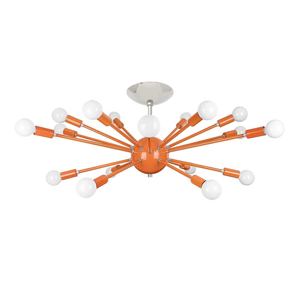 Nickel and orange color Elliptical Sputnik flush mount 32" Dutton Brown lighting