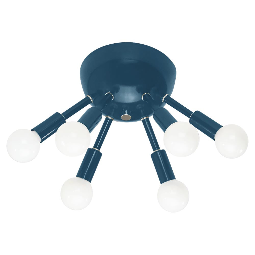 Nickel and slate blue color Sputnik flush mount Dutton Brown lighting