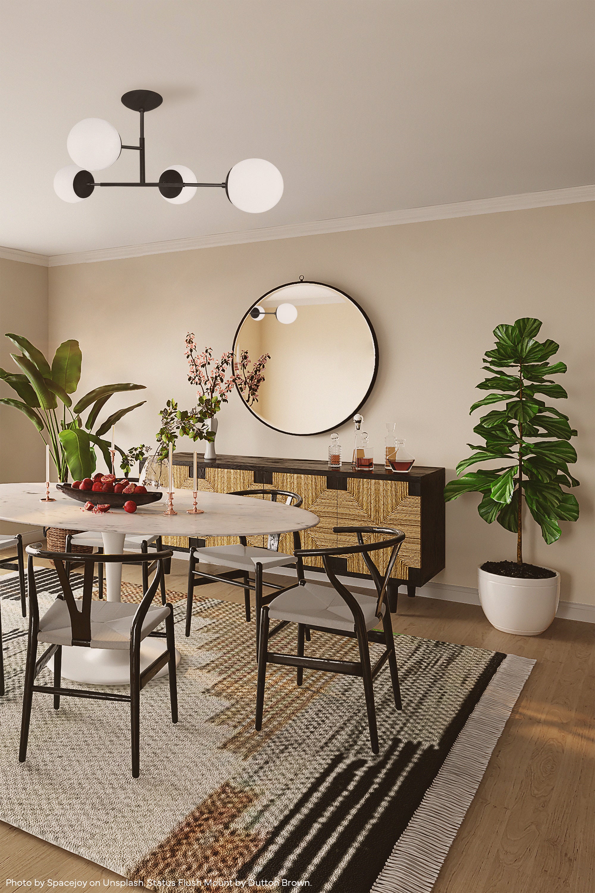Black Status flush mount 35" by Dutton Brown. Photo by Spacejoy on Unsplash. _hover