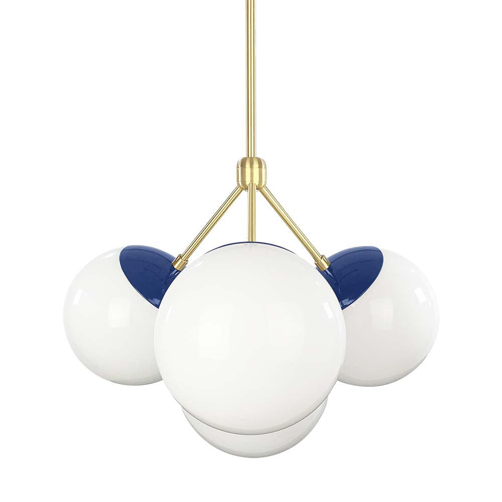 Brass and cobalt color Tetra chandelier Dutton Brown lighting