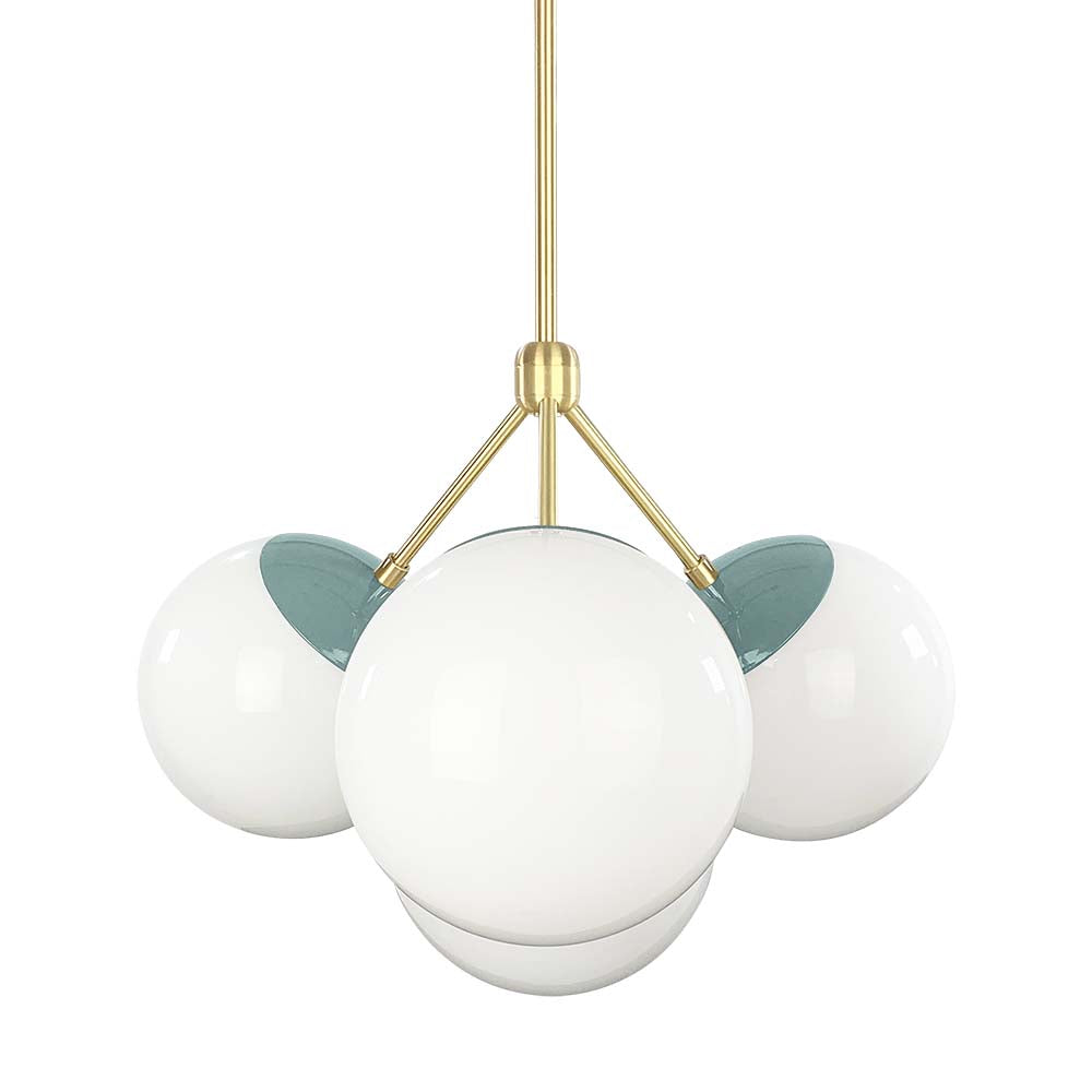 Brass and lagoon color Tetra chandelier Dutton Brown lighting