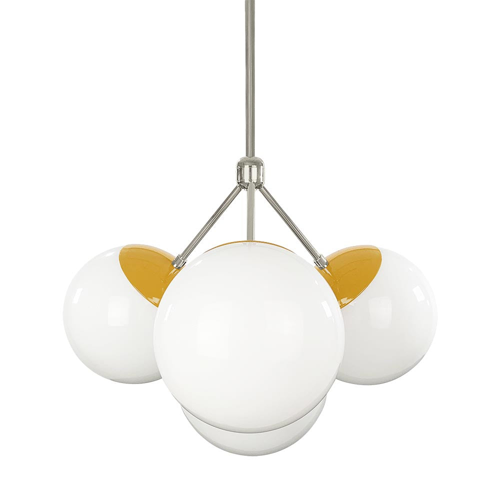 Nickel and ochre color Tetra chandelier Dutton Brown lighting