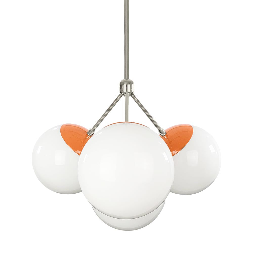 Nickel and orange color Tetra chandelier Dutton Brown lighting