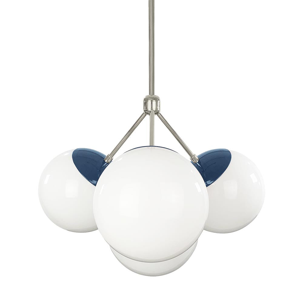 Nickel and slate blue color Tetra chandelier Dutton Brown lighting