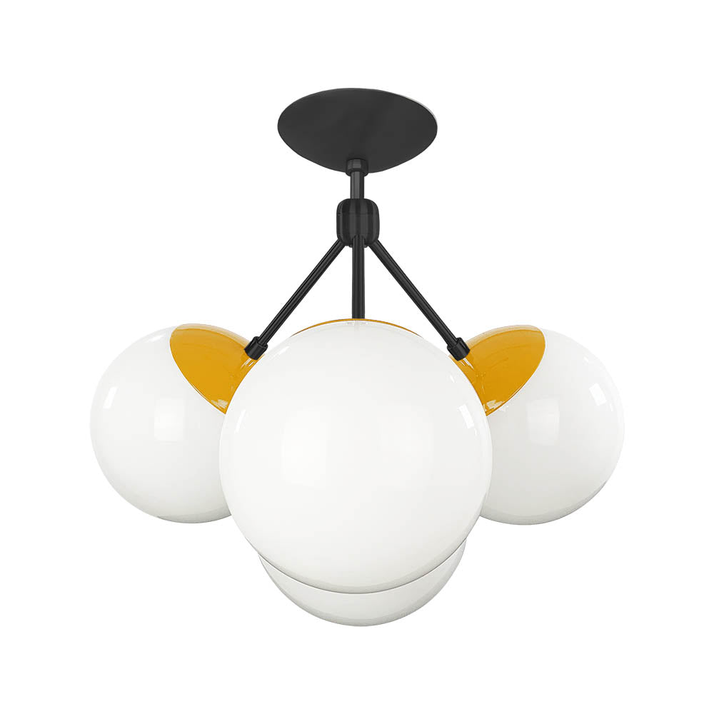 Black and ochre color Tetra flush mount Dutton Brown lighting