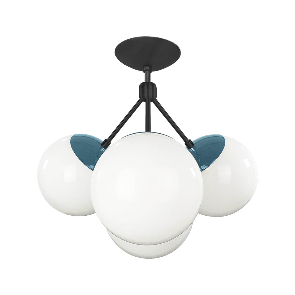 Black and slate blue color Tetra flush mount Dutton Brown lighting