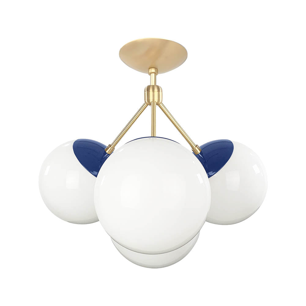 Brass and cobalt color Tetra flush mount Dutton Brown lighting