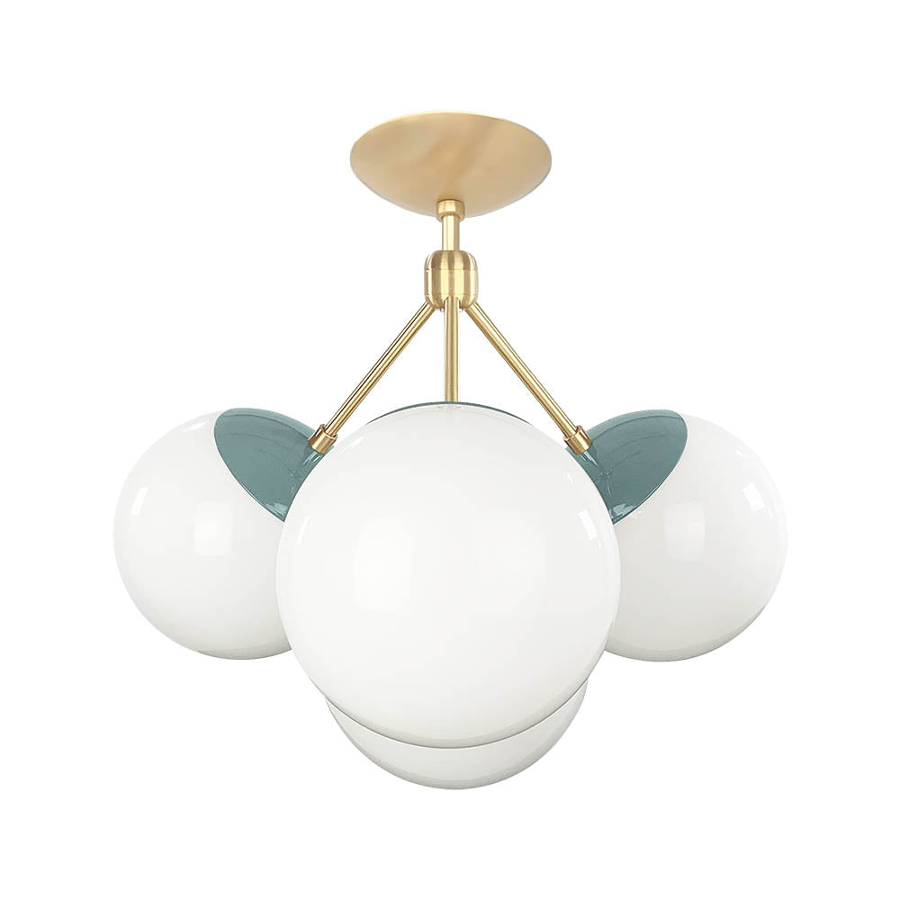 Brass and lagoon color Tetra flush mount Dutton Brown lighting