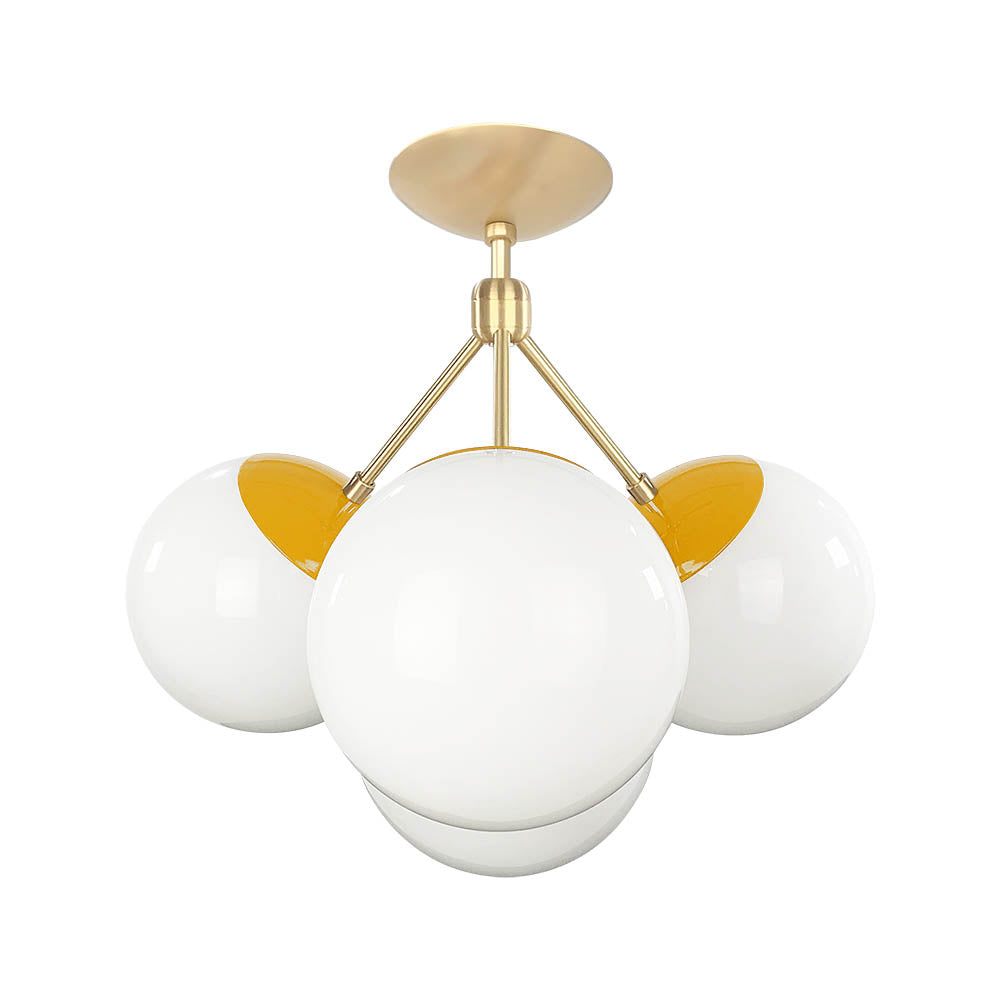 Brass and ochre color Tetra flush mount Dutton Brown lighting