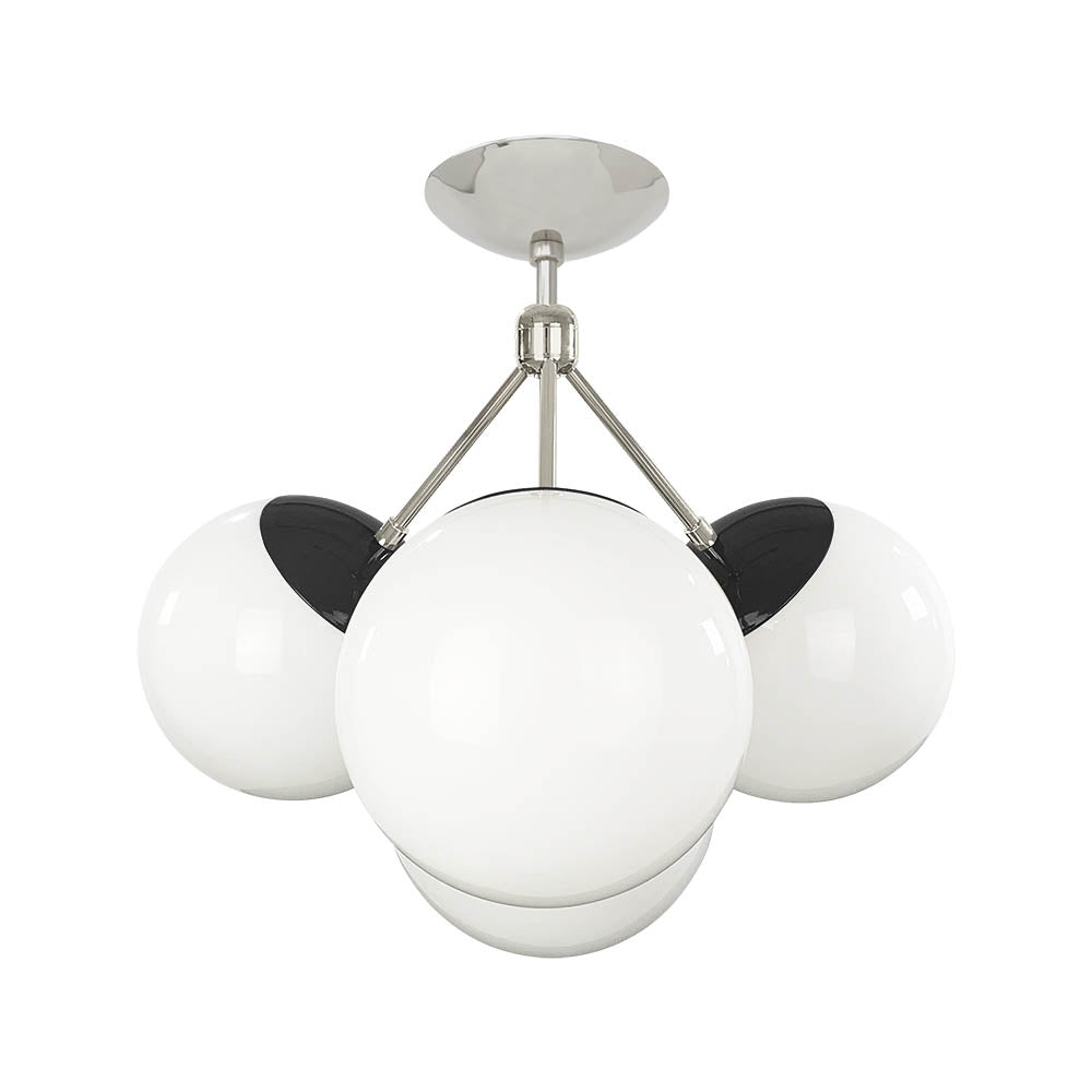 Nickel and black color Tetra flush mount Dutton Brown lighting