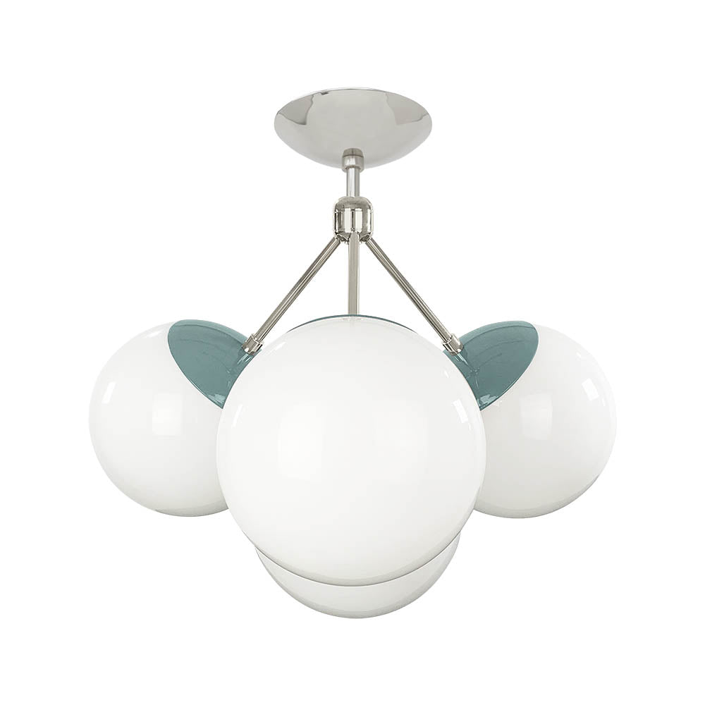 Nickel and python green color Tetra flush mount Dutton Brown lighting