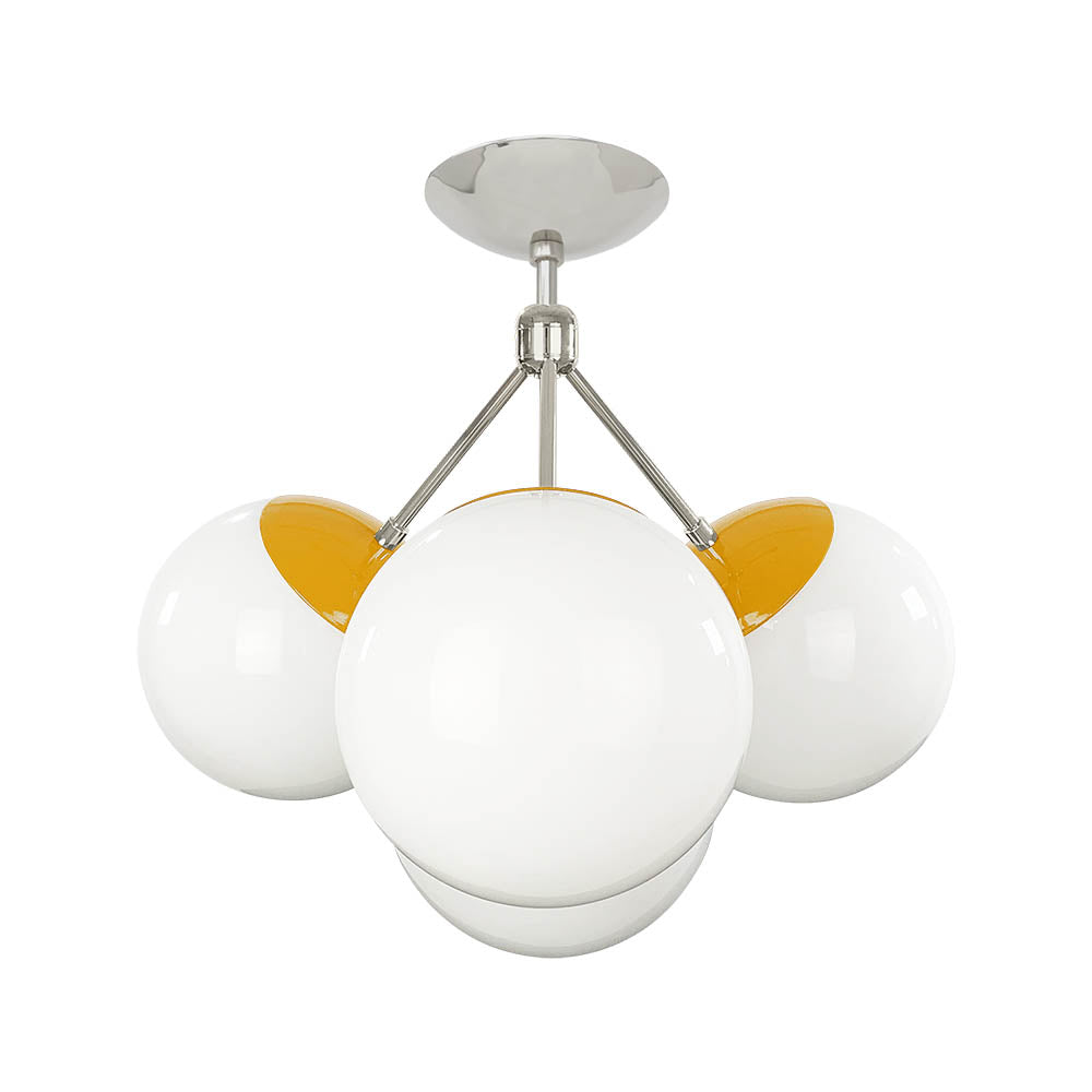 Nickel and ochre color Tetra flush mount Dutton Brown lighting