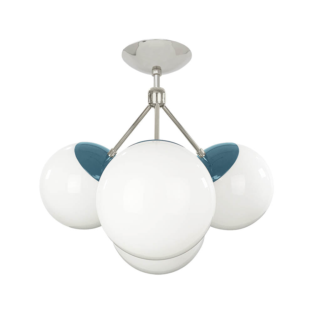 Nickel and slate blue color Tetra flush mount Dutton Brown lighting