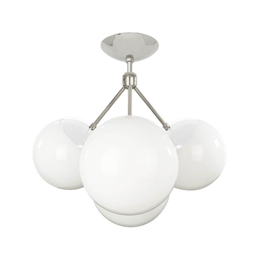 Nickel and white color Tetra flush mount Dutton Brown lighting