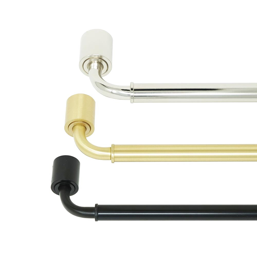 Nickel, brass, and black Throne towel bar 24" by Dutton Brown