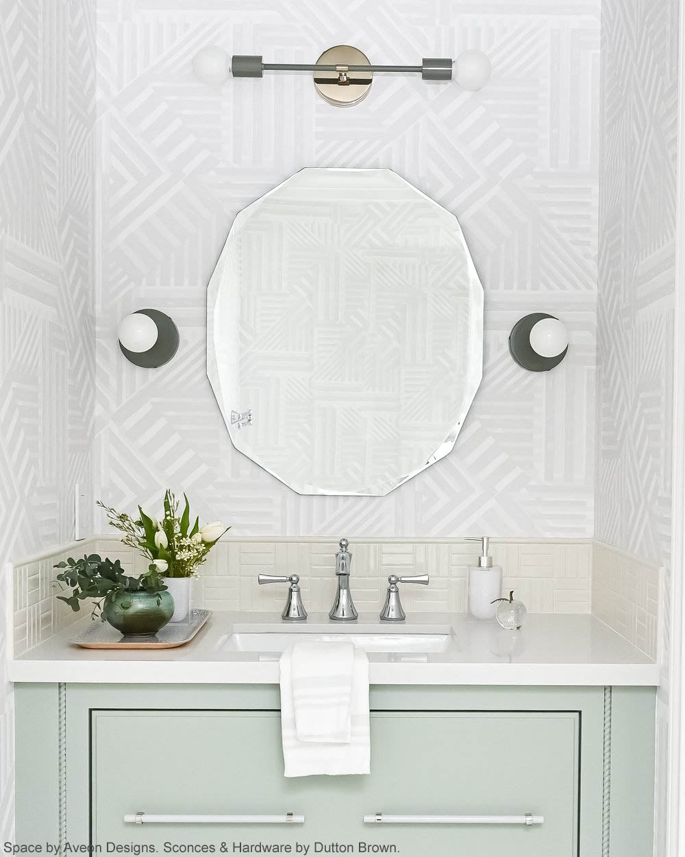 Nickel and white color Caliber pull by Dutton Brown. Space and photo by Aveon Designs.